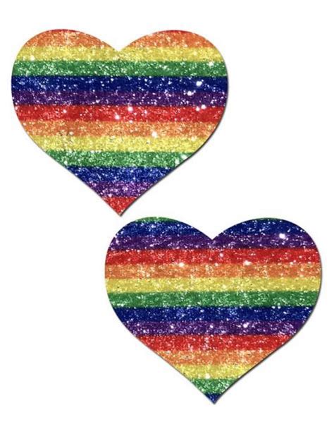 Pastease Glitter Rainbow Heart Pasties Premium Sex Toys