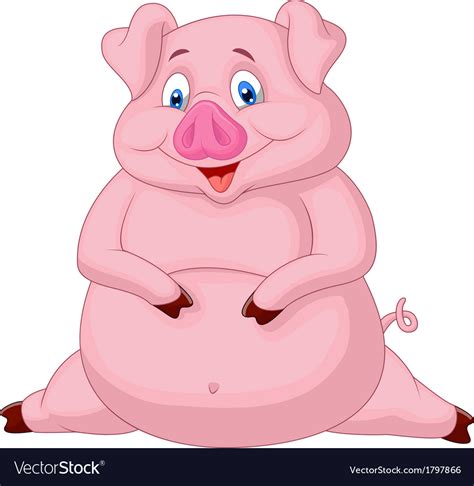 Fat Pig Cartoon Royalty Free Vector Image Vectorstock