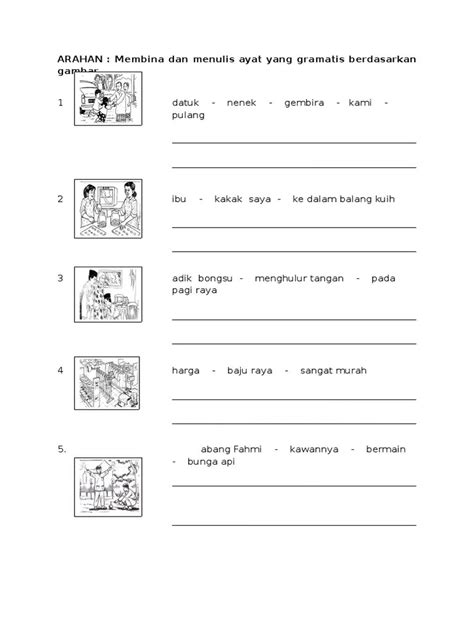 Latihan Membina Ayat Tahun 5 Bina Ayat Tahun 4 Worksheet Quirien