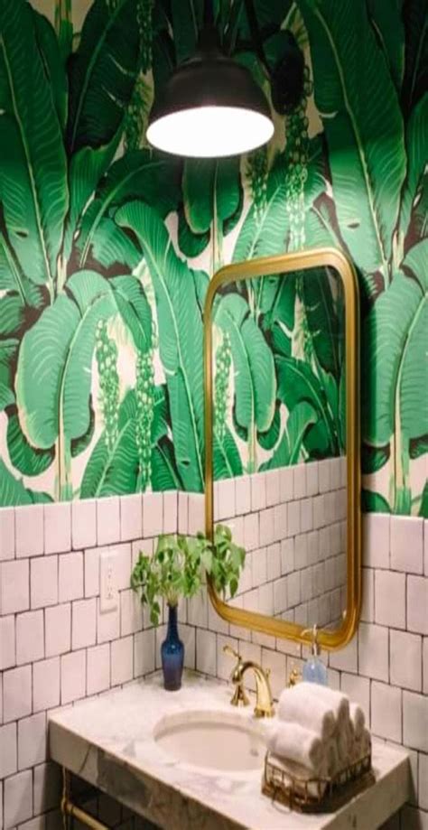 40 Lovely Jungle Bathroom Design Ideas Palm Print