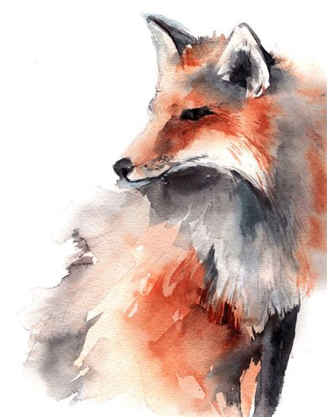 A Watercolor Painting Of A Red Fox
