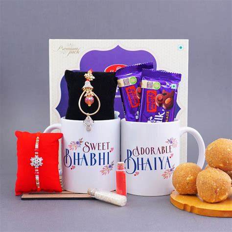 Send Adorable N Sweet Bhaiya Bhabhi Rakhi With Mugs Gift Hamper Online