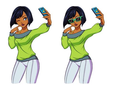 premium vector sexy cartoon girl takes a selfie