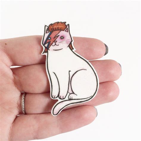 Bowie Halloween Cat Brooch David Bowie Cat Pin Cat Pin