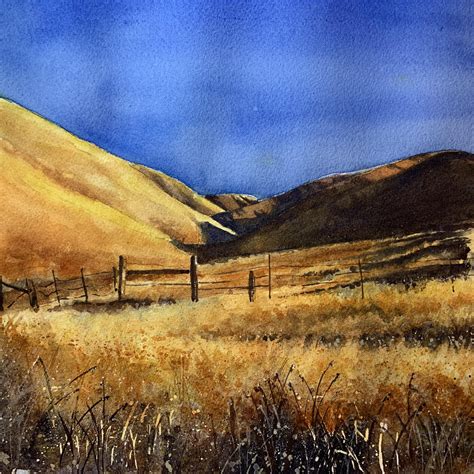Golden Hills Watercolor By Me Rpainting