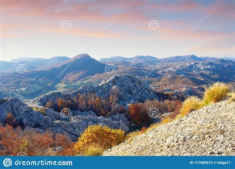 Autumn Evening Beautiful Mountain Landscape Montenegro Lovcen