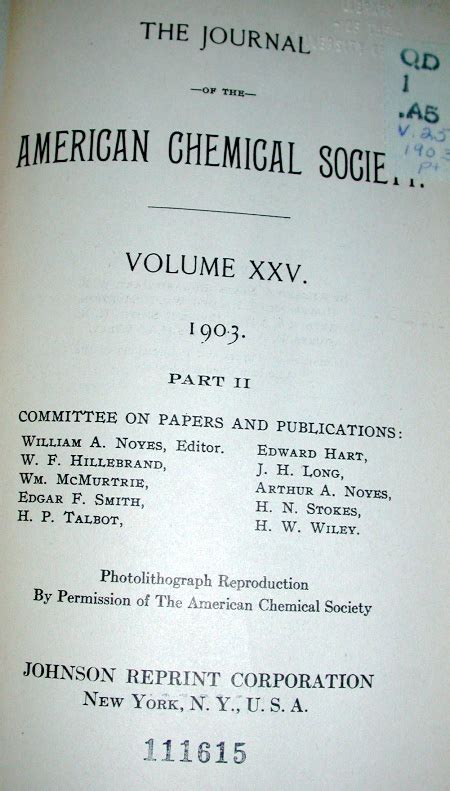 Journal Of The American Chemical Society Volumes 1 To 25 1879 1903