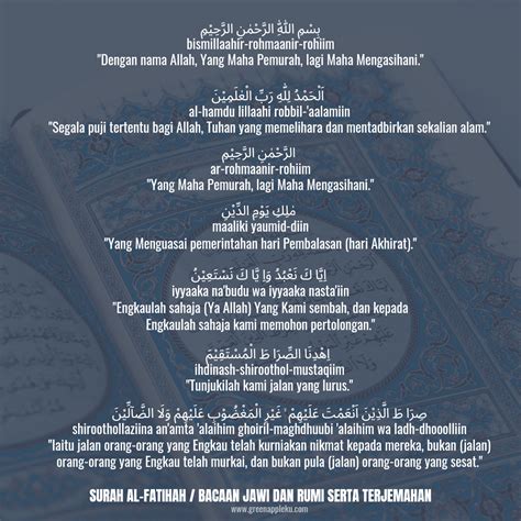 Surah Al Fatihah Bacaan Jawi Dan Rumi Berserta Terjemahan