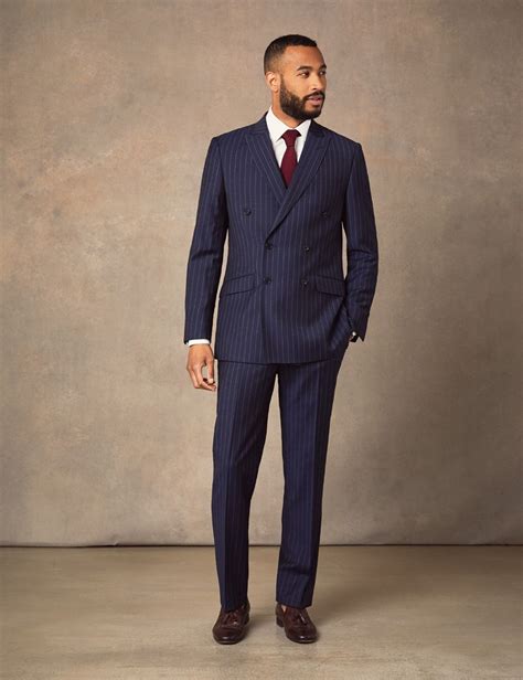 Free shipping and returns on men's skinny fit suits & separates at nordstrom.com. Men's Navy Chalk Stripe Double Breasted Slim Fit Suit ...