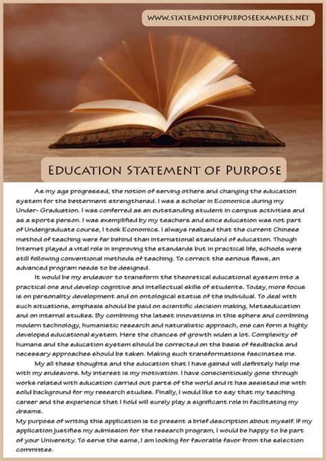 The purpose of education to some teachers is to impart knowledge about the subject matter they are teaching without much thought to other classes. How Best Sample Statement of Purpose Education Is Written?