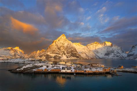 Overview Of Hamnoy Harbor In Winter Lofoten Norway Print Photos By