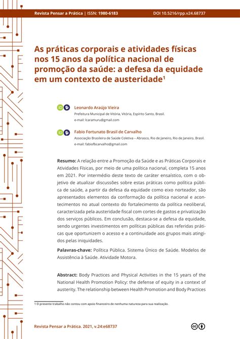 PDF AS PRÁTICAS CORPORAIS E ATIVIDADES FÍSICAS NOS 15 ANOS DA