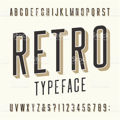 Retro Typeface Letters Numbers And Symbols Vintage Alphabet Vector
