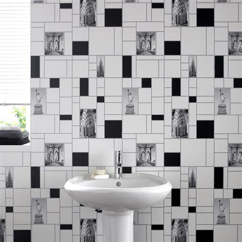 Graham And Brown Contour Nyc Tile New York Kitchen Bathroom Wallpaper