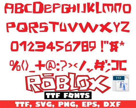Roblox Font Easy To Use Ttf Roblox Font File Roblox Svg Etsy Canada