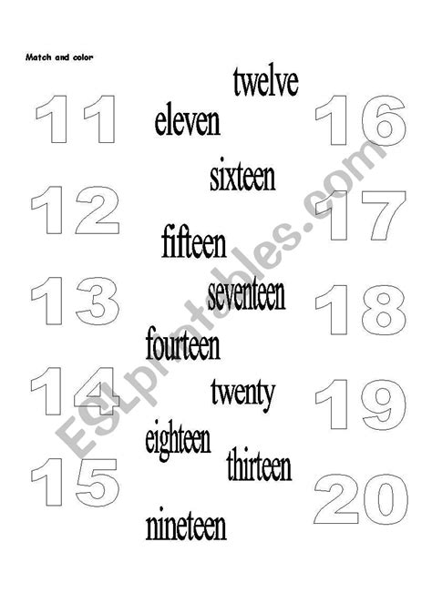 Numbers 11 20 Esl Worksheet By Cucha 436