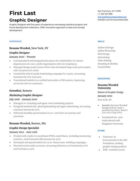 13 Graphic Designer Resume Examples For 2023 Resume Worded