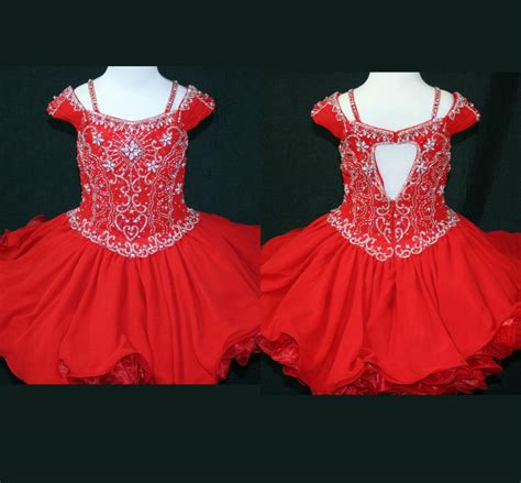 New Arrival Red Mini Bateau Cute Flower Girl Dresses Toddlers Pageant