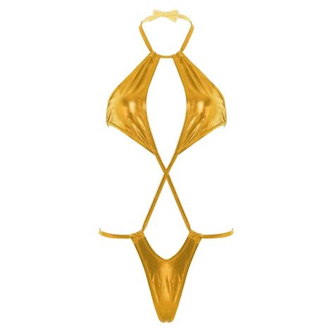 luxevana swim shimmery metallic gold slingshot peekaboo bikini poshmark