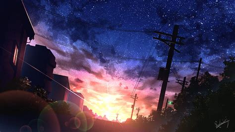 4k Free Download Anime Original Sky Starry Sky Sunset Hd