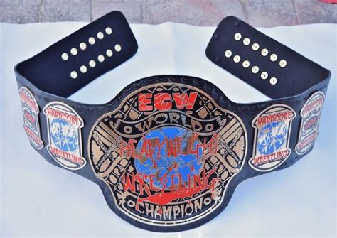 Ecw Heavyweight Championship Leather Belt With Gold Plated Wrestling