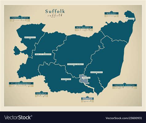 Modern Map Suffolk County With District Labels Vector Image