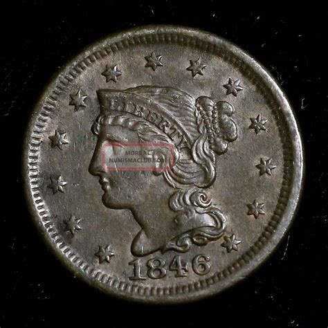 1846 Braided Hair Large Cent Coin 1c