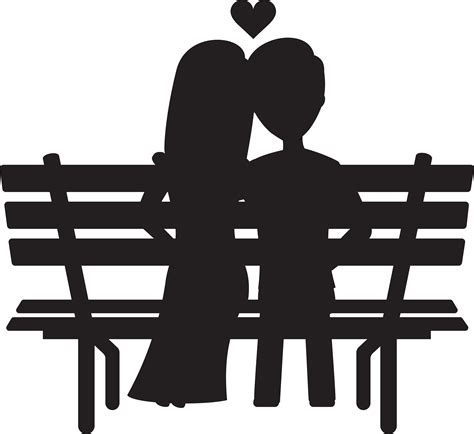 Download Couple On Bench Silhouettes Transparent Image Clipart