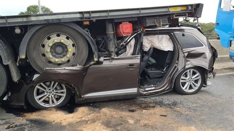 A13 Crash Driver Seriously Hurt As Car Crushed Under Lorry Bbc News