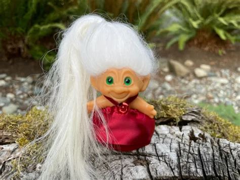 1960s 3and Vintage Scandia House Dam Christmas Troll Doll In Red Satin