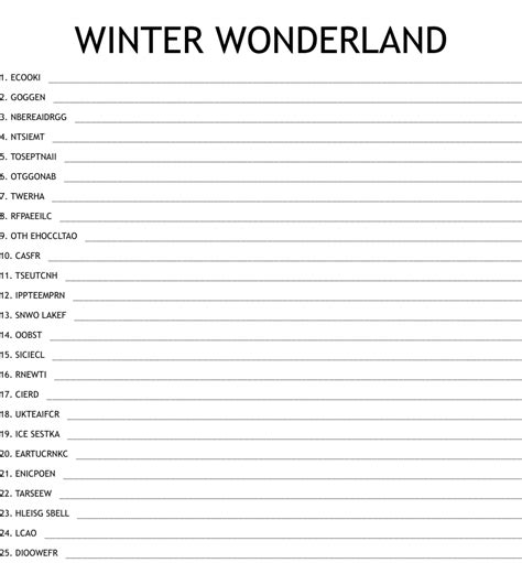 Winter Wonderland Word Scramble Wordmint