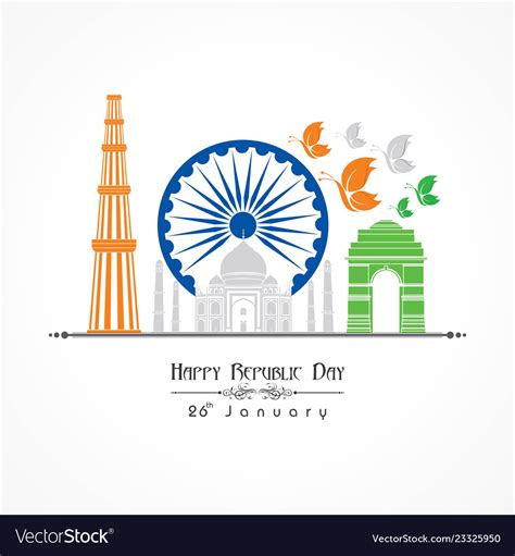 Happy Republic Day Of India Poster Design Vector Image