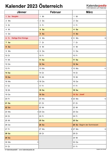 Kalender 2023 Osterreich Zum Ausdrucken Als Pdf Images