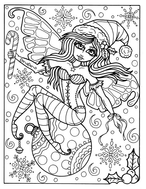 Fairy Christmas Elf Digital Instant Download Adult Coloring Etsy