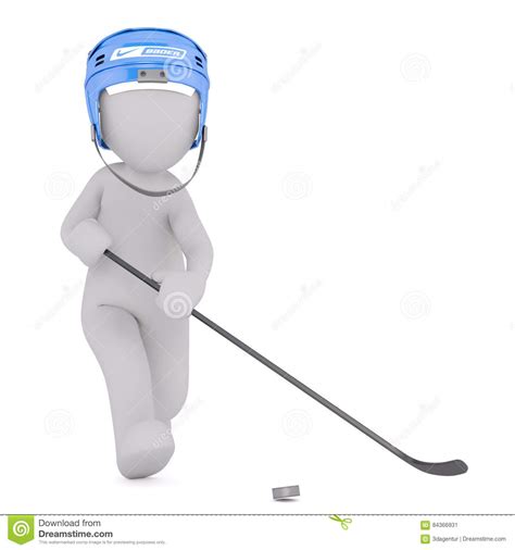 Cartoon Hockey Player With Stick And Puck Stock Illustration