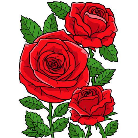 Rose Flower Cartoon Colored Clipart Illustration 8823049 Vector Art At