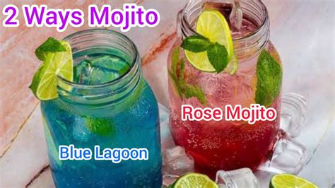 Mojito Sparkling Light Rose Mojito Blue Lagoon Mojito Mocktail