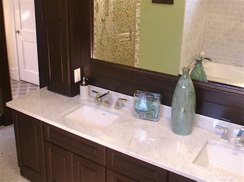 If you're looking for cheap bathroom vanities with a varitey of options, laminate is the way to go. How to Install Cabinets on a Bathroom Countertop | how-tos ...