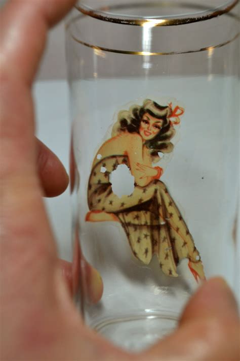 Vintage 1940 S Federal Glass Pin Up Girl Bar Ware By Luckiestduck2