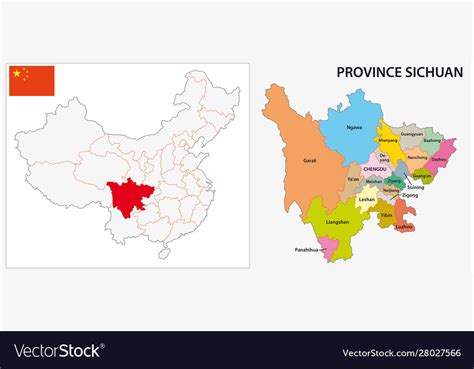 Sichuan Province Administrative Map Royalty Free Vector