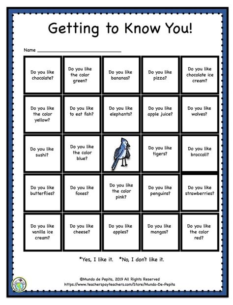 Getting To Know You Bingo Game In English Getting To Know You Get To