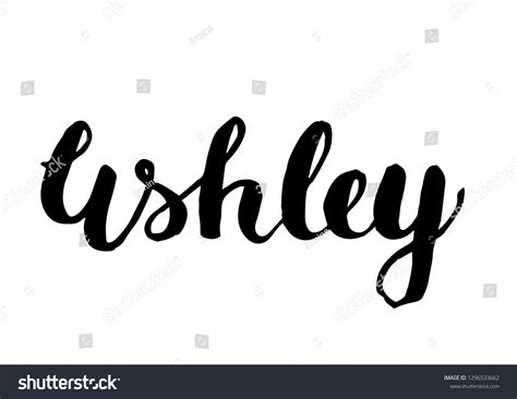 Male Name Ashley Handwritten Lettering Black Vector De Stock Libre De
