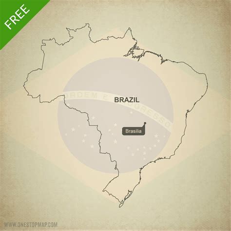 Free Vector Map Of Brazil Outline One Stop Map