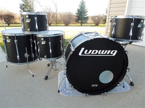 Ludwig Black Panther Drum Set 1970s Vintage Huge Drums