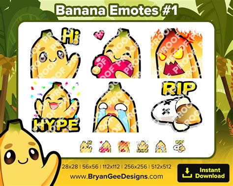 Banana Twitch Emotes Wave Love Heart Rage Angry Hype Sad Cry Etsy