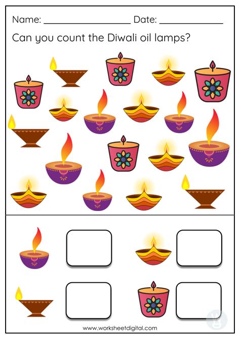 Diwali Counting Worksheet Digital