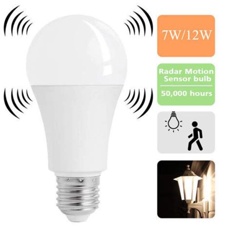 E27 Led Lampe Birne Mit Bewegungsmelder Bewegungsensor Lampe 7w12w Ebay