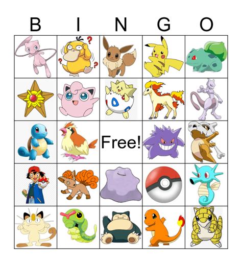 Pokemon Bingo Bingo Card