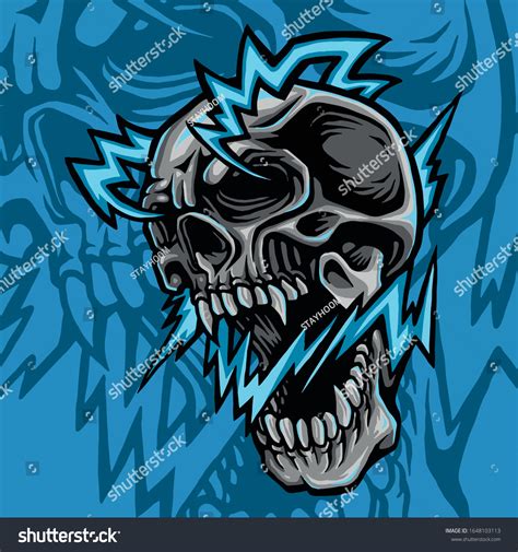 Vector Illustration Lightning Skull Stock Vector Royalty Free