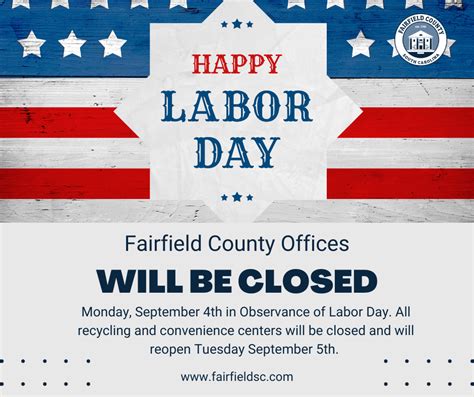 Fairfield County Offices To Close In Observance Of Labor Day